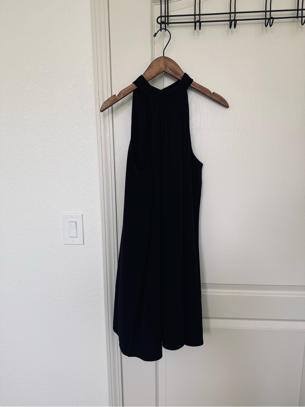 Amanda Uprichard Black High-Neck High-Low Halter Dress